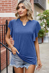 Ruffled Notched Cap Sleeve T-Shirt Women's T-Shirts - Tophatter Daily Deals