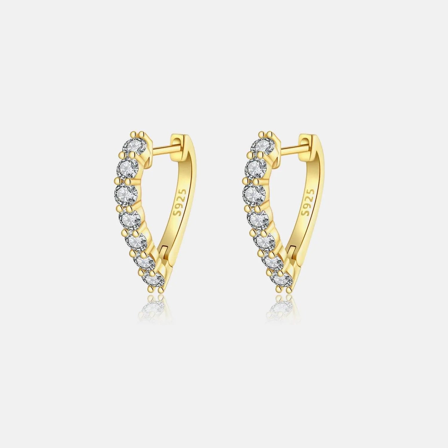 Inlaid Zircon 925 Sterling Silver Heart Earrings Gold One Size Earrings - Tophatter Daily Deals
