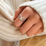 Twisted Inlaid Zircon Double-layered Ring Rings - Tophatter Daily Deals