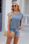 Pocketed Heathered Cap Sleeve T-Shirt Women's T-Shirts - Tophatter Daily Deals