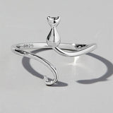 Cat Shape 925 Sterling Silver Ring Rings - Tophatter Daily Deals