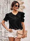 Puff Sleeve Gathered Detail Blouse Blouses - Tophatter Daily Deals