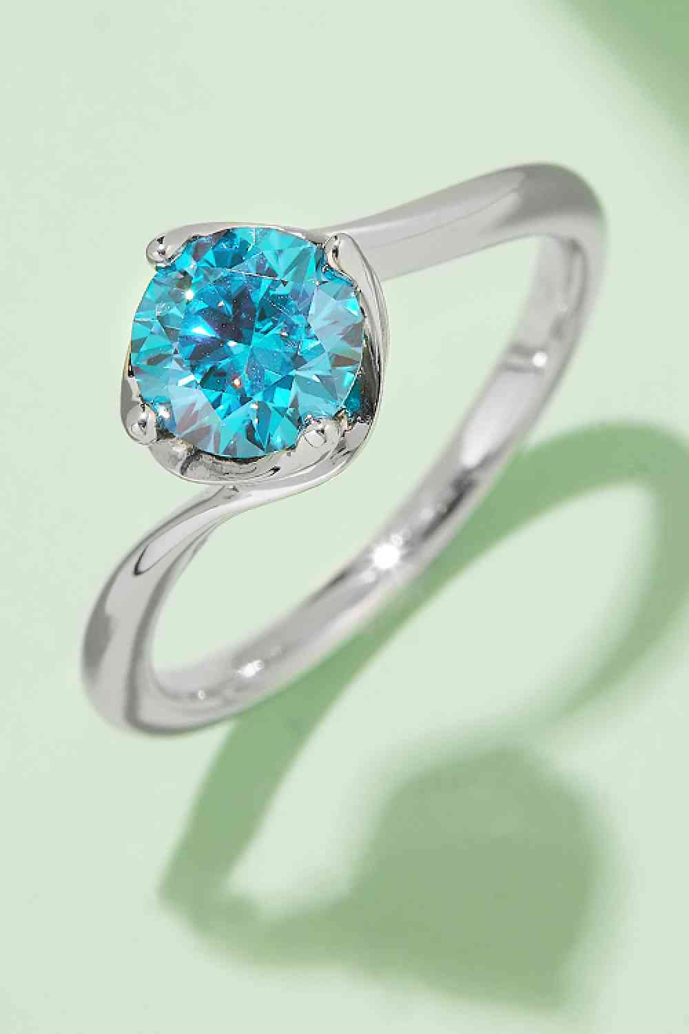 1 Carat Moissanite 925 Sterling Silver Solitaire Ring Sky Blue Moissanite - Tophatter Daily Deals