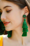 Shamrock Earrings with Tassel Mid Green One Size Earrings - Tophatter Daily Deals