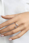 Inlaid Zircon Leaf-Shaped Open Ring Rings - Tophatter Daily Deals