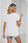 Contrast Trim Petal Sleeve V-Neck Top Blouses - Tophatter Daily Deals