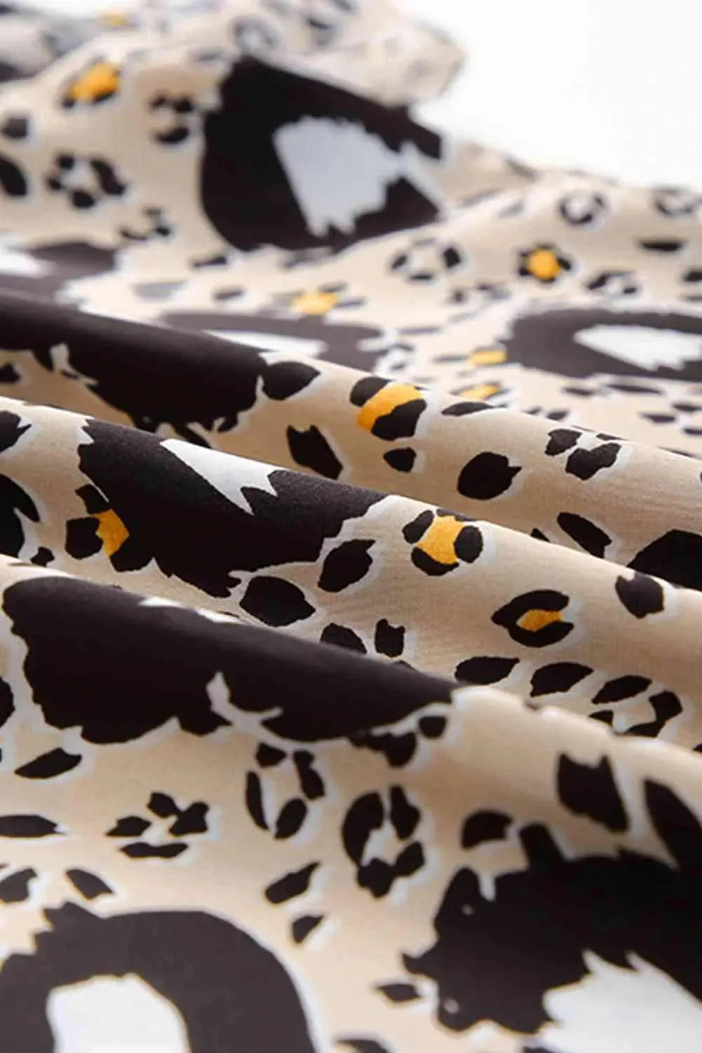 Animal Print Puff Sleeve Round Neck Blouse Blouses - Tophatter Daily Deals