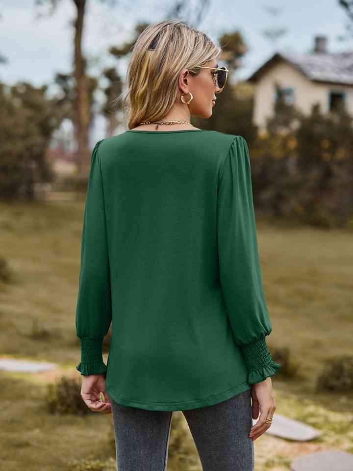 Puff Sleeve Pleated Blouse Blouses - Tophatter Daily Deals