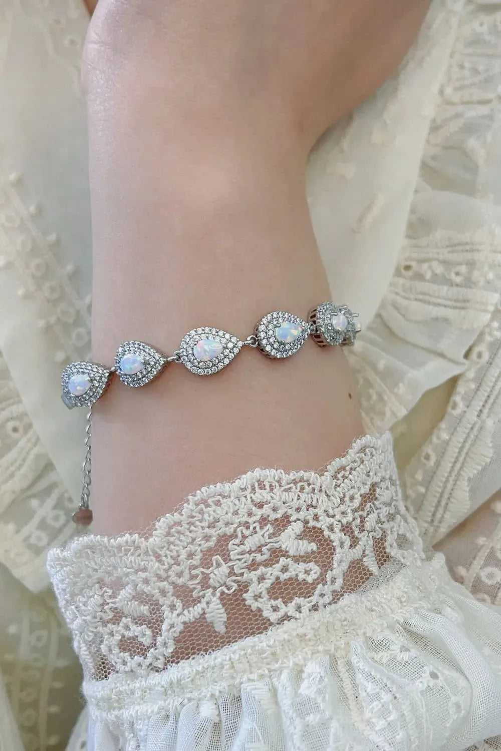 925 Sterling Silver Opal Bracelet Opal - Tophatter Daily Deals