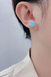 925 Sterling Silver Platinum-Plated Opal Round Stud Earrings Opal - Tophatter Daily Deals