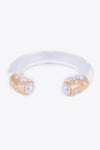 Inlaid Pearl Open Bracelet Gold One Size Bracelets - Tophatter Daily Deals