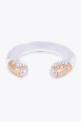 Inlaid Pearl Open Bracelet Gold One Size Bracelets - Tophatter Daily Deals