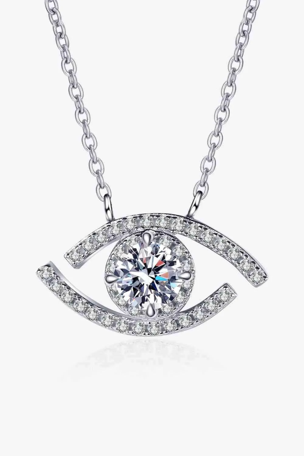 Moissanite Evil Eye Pendant 925 Sterling Silver Necklace Moissanite - Tophatter Daily Deals