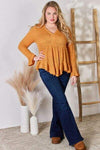 Hailey & Co Full Size V-Neck Flounce Sleeve Blouse Blouses - Tophatter Daily Deals