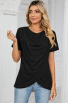 Cowl Neck Short Sleeve T-Shirt Women's T-Shirts - Tophatter Daily Deals