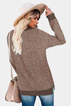 Round Neck Long Sleeve Slit T-Shirt Women's T-Shirts - Tophatter Daily Deals