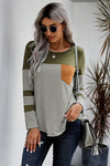 Pocketed Striped Round Neck T-Shirt Women's T-Shirts - Tophatter Daily Deals