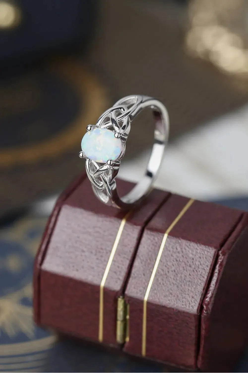 Crisscross 4-Prong Opal Ring Opal - Tophatter Daily Deals