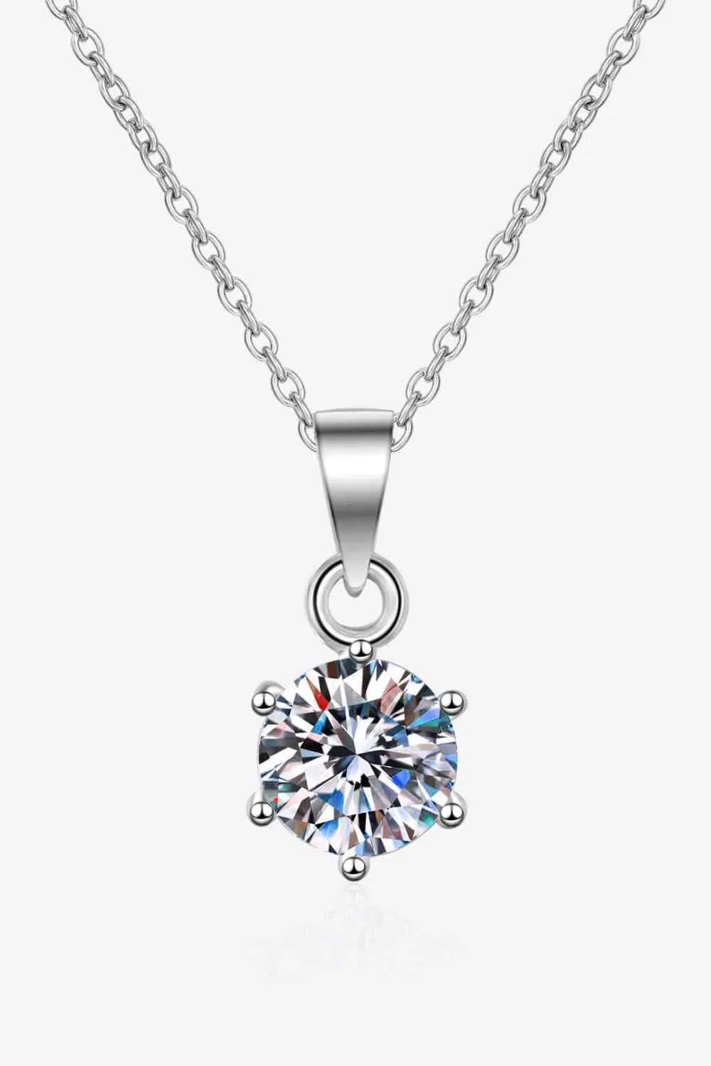 1 Carat Moissanite 925 Sterling Silver Necklace Moissanite - Tophatter Daily Deals