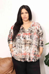 Sew In Love Full Size 3/4 Gabby Sleeve Blouse Mocha Blouses - Tophatter Daily Deals