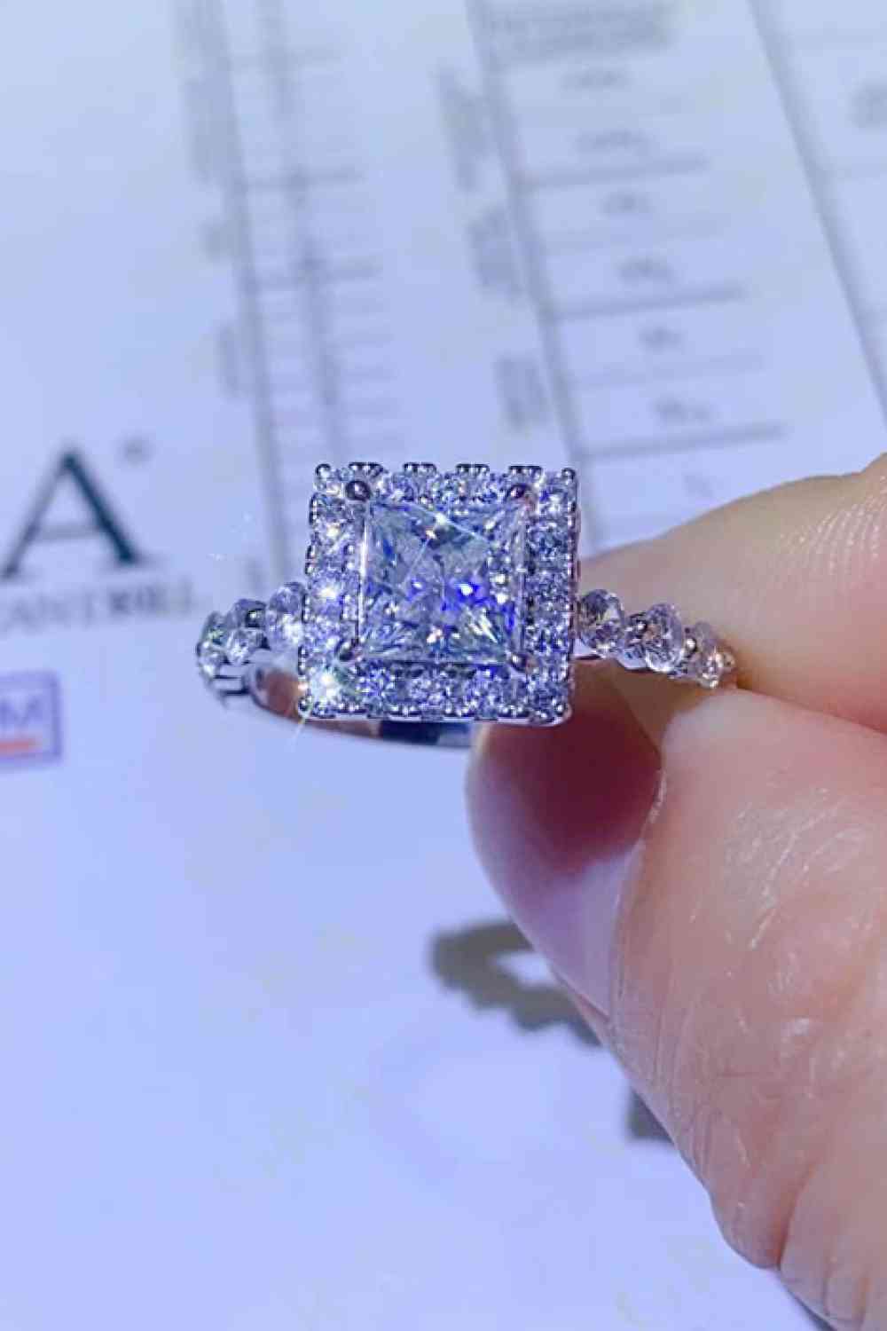 Adored 1 Carat Moissanite Square Ring Moissanite - Tophatter Daily Deals