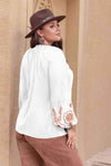 Plus Size Printed V-Neck Long Sleeve Blouse Blouses - Tophatter Daily Deals