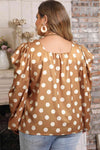 Plus Size Polka Dot Long Sleeve Blouse - Tophatter Deals