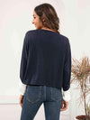 Three-Tone Color Block Dropped Shoulder Long Sleeve Tee Blouses - Tophatter Daily Deals