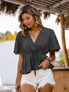 Printed Tied Flutter Sleeve Babydoll Blouse Blouses - Tophatter Daily Deals