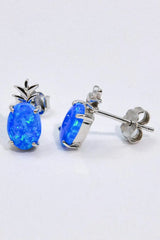 Opal Pineapple Platinum-Plated Earrings Opal - Tophatter Daily Deals