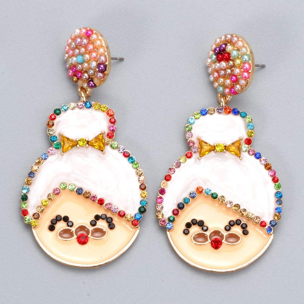 Rhinestone Alloy Mrs. Claus Earrings Earrings - Tophatter Daily Deals