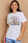 Simply Love Full Size Book & Flower Graphic Cotton Tee Women's T-Shirts - Tophatter Daily Deals