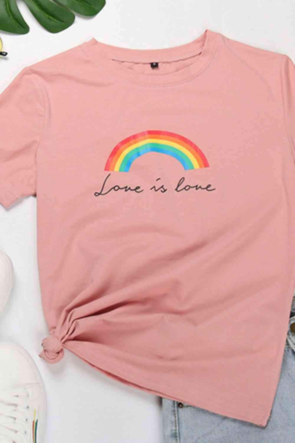 LOVE IS LOVE Rainbow Graphic Tee Shirt Women's T-Shirts - Tophatter Daily Deals