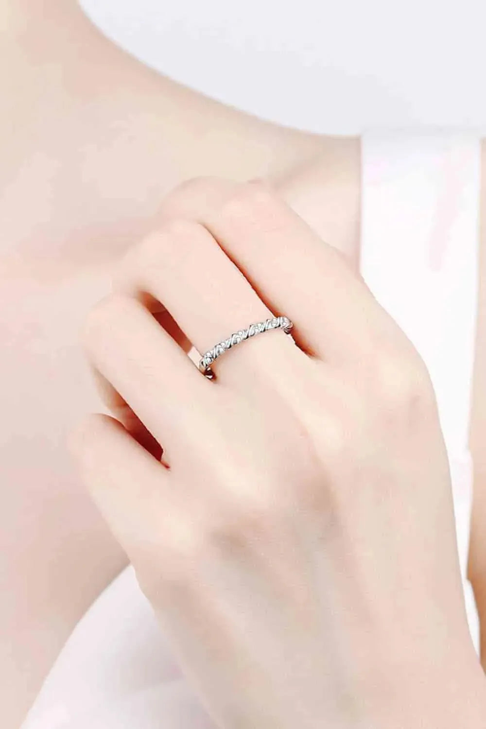 Moissanite Rhodium-Plated Half-Eternity Ring Moissanite - Tophatter Daily Deals