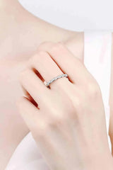 Moissanite Rhodium-Plated Half-Eternity Ring Moissanite - Tophatter Daily Deals