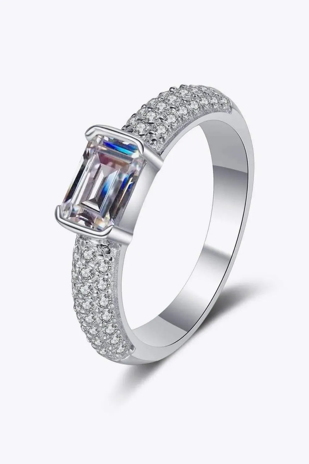 925 Sterling Silver Ring Silver Moissanite - Tophatter Daily Deals