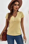 Buttoned Short Sleeve Tee Shirt Women's T-Shirts - Tophatter Daily Deals