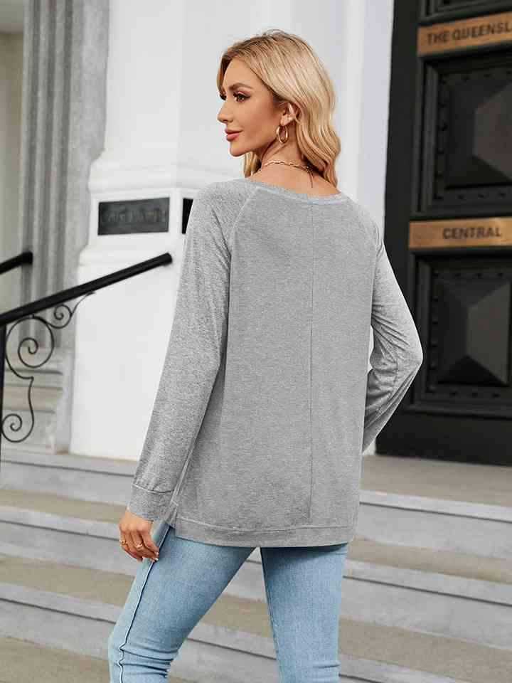 Round Neck Long Sleeve T-Shirt Women's T-Shirts - Tophatter Daily Deals