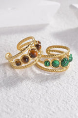 18K Gold Plated Nature Stone Open Ring Rings - Tophatter Daily Deals