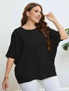 Plus Size Seam Detail Half Sleeve Top Black Blouses - Tophatter Daily Deals