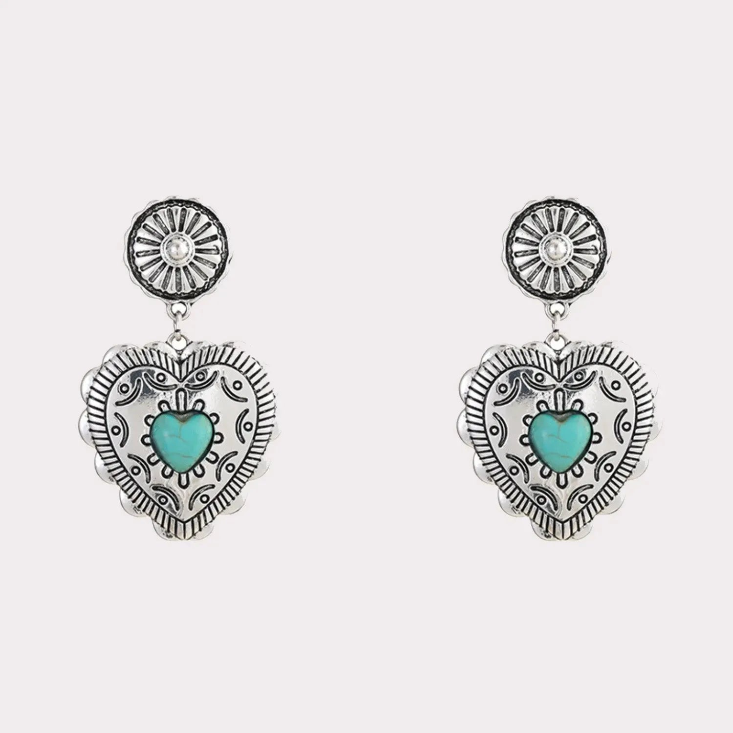 Artificial Turquoise Heart Dangle Earrings Earrings - Tophatter Daily Deals