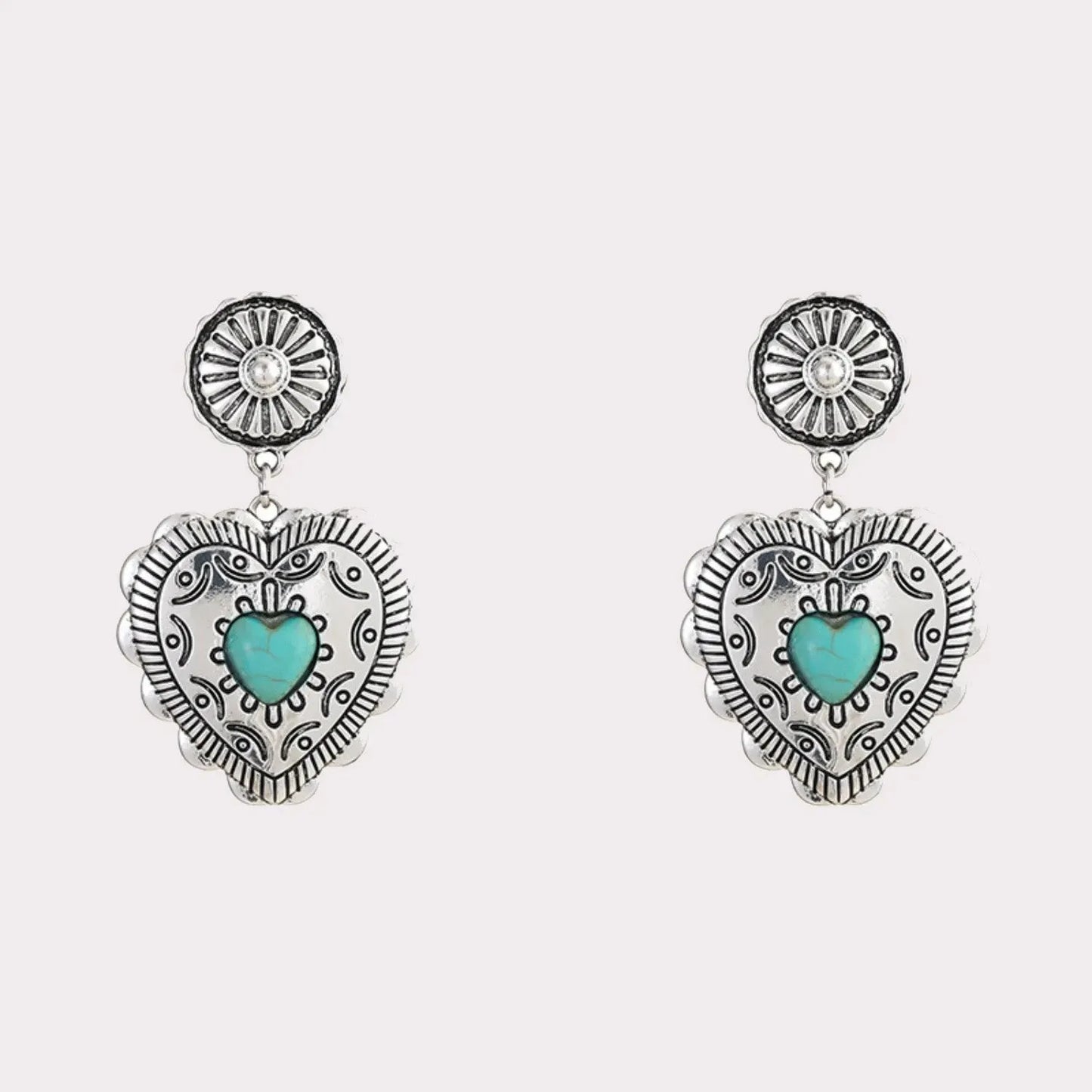 Artificial Turquoise Heart Dangle Earrings Earrings - Tophatter Daily Deals
