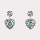 Artificial Turquoise Heart Dangle Earrings Earrings - Tophatter Daily Deals