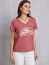 JESUS IS THE ANSWER V-Neck Short Sleeve T-Shirt Light Mauve Women's T-Shirts - Tophatter Daily Deals