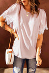 Lace Trim Flutter Sleeve Blouse Blouses - Tophatter Daily Deals