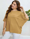 Plus Size Seam Detail Half Sleeve Top Blouses - Tophatter Daily Deals