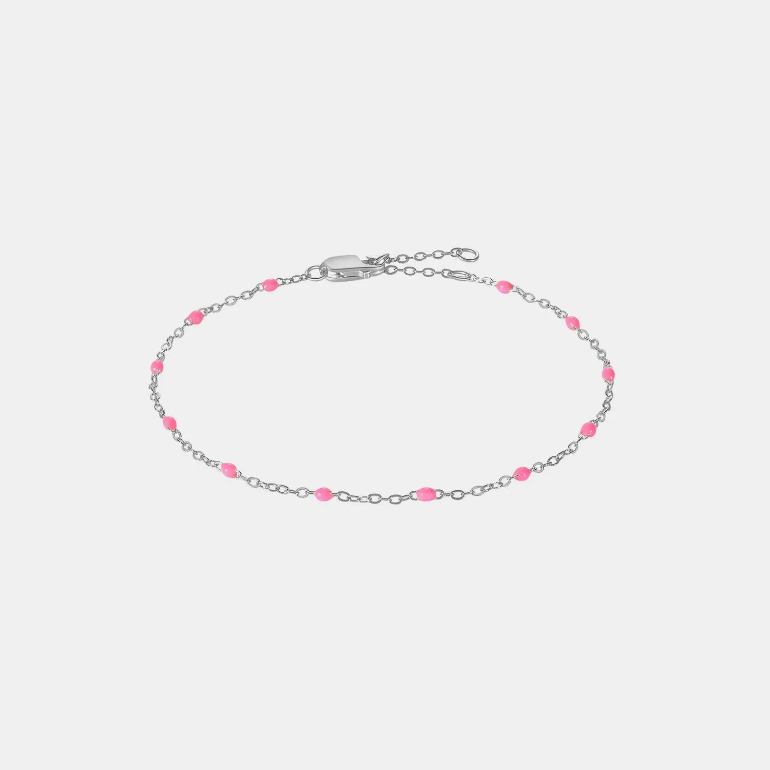 Bead 925 Sterling Silver Bracelet Silver Pink One Size Bracelets - Tophatter Daily Deals