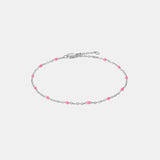Bead 925 Sterling Silver Bracelet Silver Pink One Size Bracelets - Tophatter Daily Deals