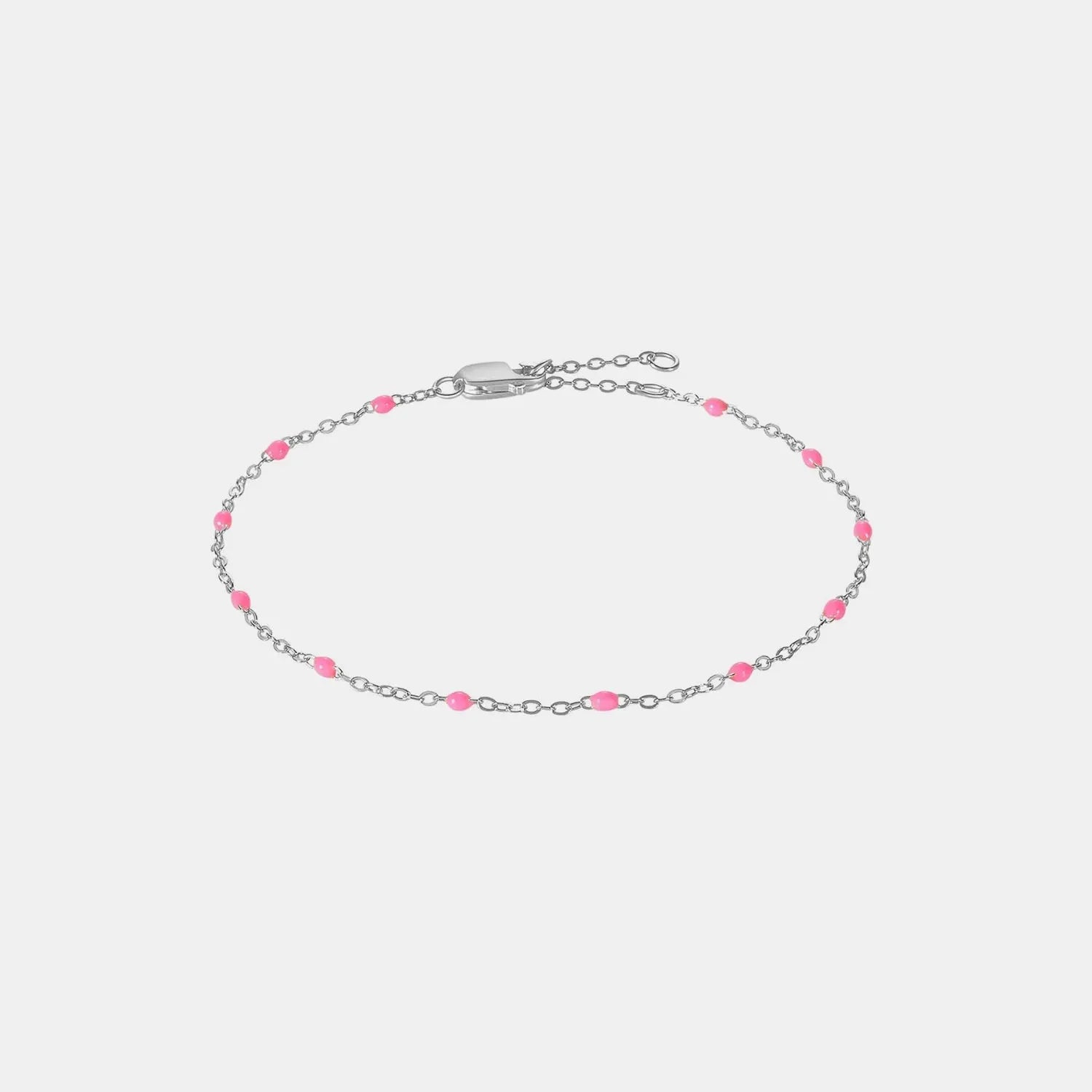 Bead 925 Sterling Silver Bracelet Silver Pink One Size Bracelets - Tophatter Daily Deals