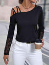 Asymmetrical Neck Lace Detail Top Women's T-Shirts - Tophatter Daily Deals